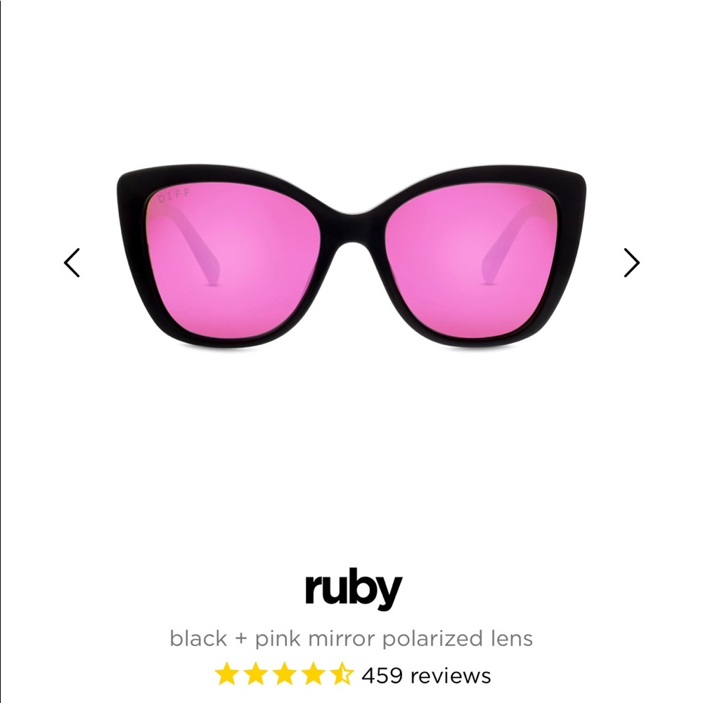 Diff Eyewear Ruby Black with Pink Polarized Lens